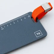 Aluminium Ruler Tag Pair, close-up of the printed scale and size code