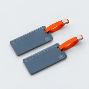Aluminium Ruler Tag Pair, studio photo