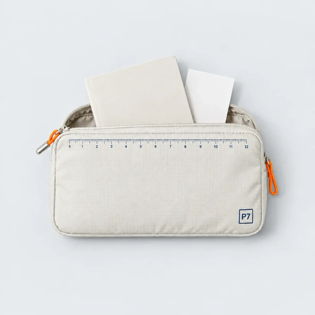 Document Slim Holder, opened to show what fits inside