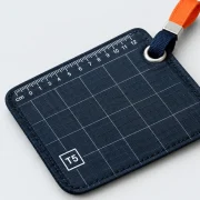 Grid Card Tag Pair, close-up of the printed scale and size code