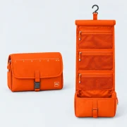 Hanging Toiletry Kit in Runway Orange
