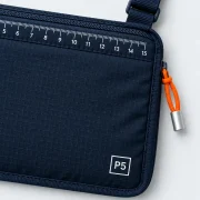 Neck Passport Pouch, close-up of the printed scale and size code