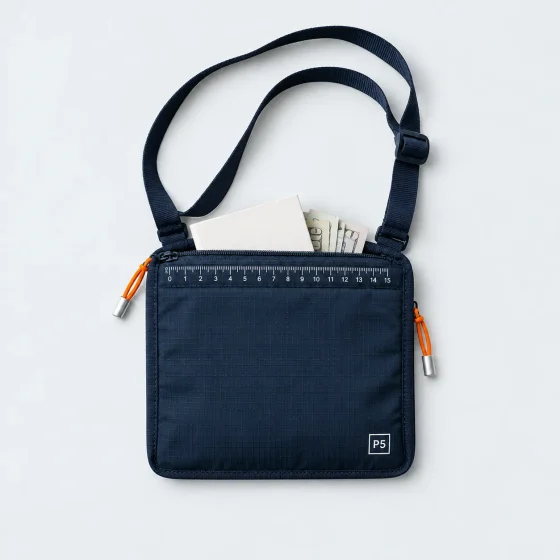 Neck Passport Pouch, opened to show what fits inside