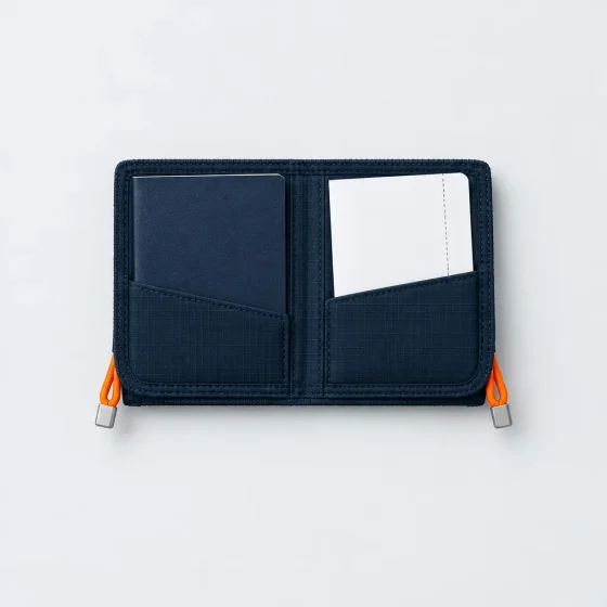 Passport Cover, opened to show what fits inside