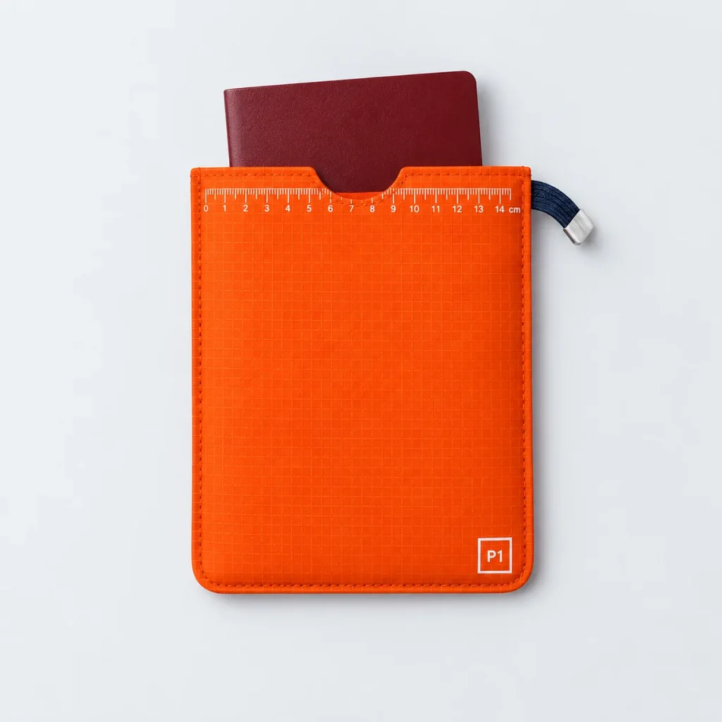 Passport Sleeve, opened to show what fits inside