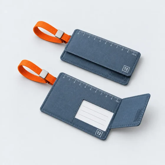Privacy Flap Tag Pair, opened to show what fits inside