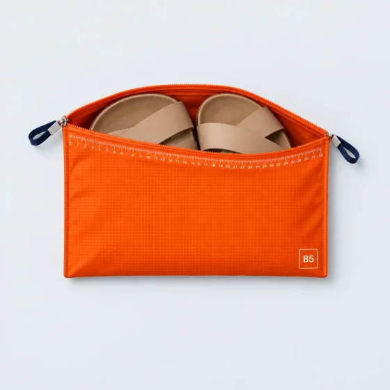 Sandal Pouch, opened to show what fits inside