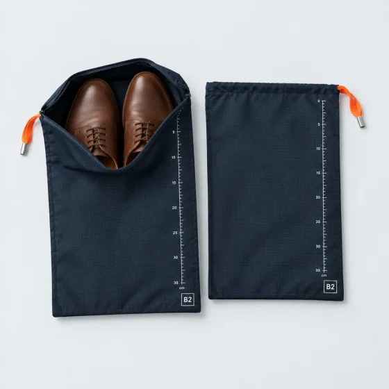 Shoe Bag Duo, opened to show what fits inside