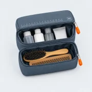 Two-Room Toiletry Pouch, opened to show what fits inside