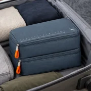 Two-Room Toiletry Pouch in use