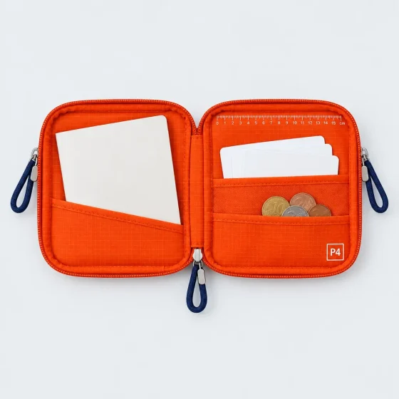 Zip Passport Wallet, opened to show what fits inside
